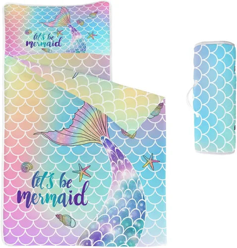 Miniatura 11 de Tapete para siesta espacial – Saco de dormir de galaxia espacial con almohada extraíble – Juego de ropa de cama para guardería y fiestas de pijamas