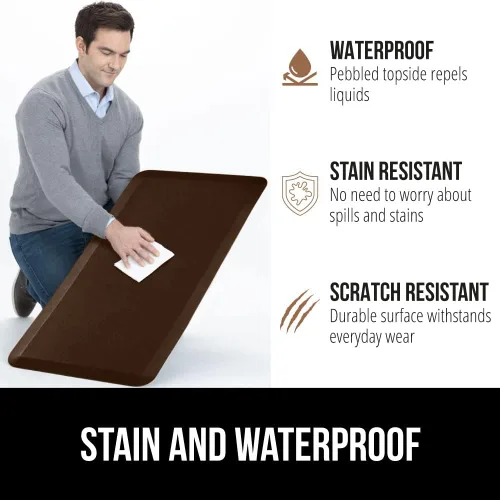 Miniatura 4 de GORILLA GRIP Alfombrillas cómodas y acolchadas para cocina, parte superior suave resistente al agua y a las manchas, tapete ergonómico para estar