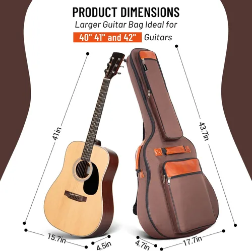 Miniatura 8 de Funda para guitarra CAHAYA de 40 41 42 pulgadas con 6 bolsillos, funda resistente al agua de tela Oxford, esponja extra gruesa de 0.5 pulgadas
