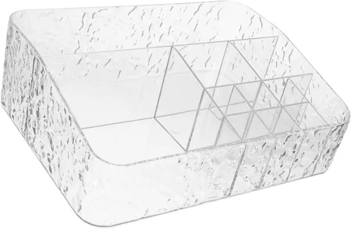 Organizador de lápiz labial, soporte de exhibición transparente para lápiz labial de escritorio para cosméticos, elegante almacenamiento de mesa de