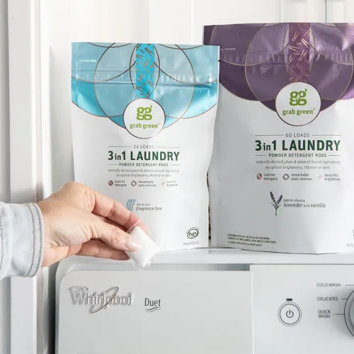 Miniatura 3 de Grab Green Cápsulas de detergente 3 en 1, 24 unidades, sin fragancia, a base de plantas y minerales, poder de limpieza superior, removedor