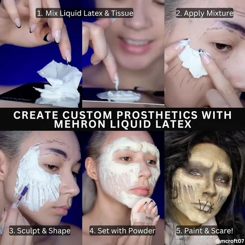Miniatura 5 de Mehron - Látex líquido para maquillaje Maquillaje SFX Halloween Pegamento de látex para la piel Pegamento para prótesis 9 fl oz (266 ml)
