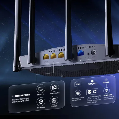 Miniatura 2 de Tenda Router WiFi 6 para el hogar, enrutador Gigabit de doble banda AX1500 para Internet inalámbrico, cobertura de largo alcance con 5 antenas
