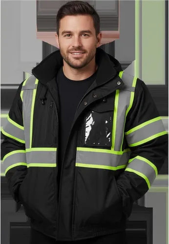 Miniatura 12 de sesafety Chaqueta reflectante para hombre, chaquetas de alta visibilidad, chaquetas de seguridad para hombre, chaquetas de bomber de construcción