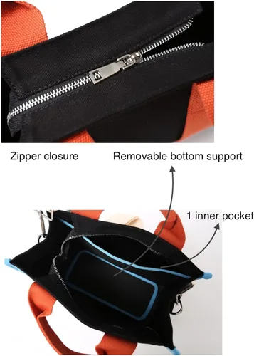 Miniatura 4 de Jeelow Bolso de lona para el hombro bolso cruzado para hombres y mujeres con cremallera y bolsillos