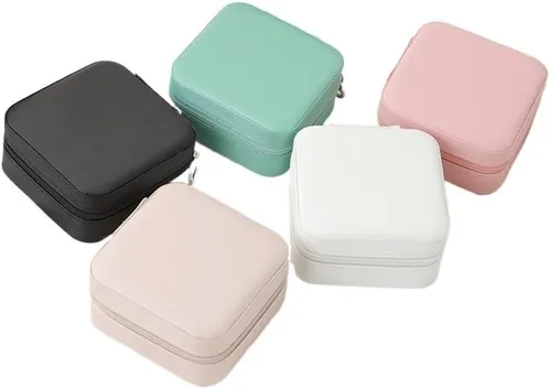 Miniatura 4 de joyero Caja De Almacenamiento De Cuero Para Pendientes, Organizador De Joyas, Estuche De Joyería De Viaje, Tamaño Pequeño, Venta Al Por Mayor joyas