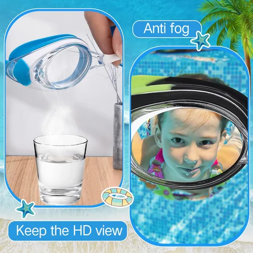 Miniatura 4 de Konohan Paquete de 8 gafas de natación sin fugas para adultos, protección UV, gafas de piscina con clip para la nariz Colores frescos