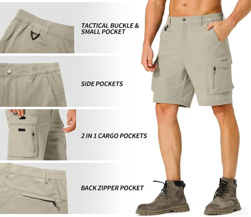 Miniatura 4 de Pantalones cortos de senderismo para hombre, de secado rápido, ligeros, con múltiples bolsillos, para pesca, campamento, golf