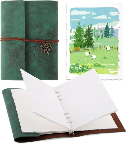 Miniatura 9 de Cuaderno de bocetos de acuarela vintage, 140 lb/300 GSM, papel de acuarela de prensa en frío, papel de acuarela para pintura, dibujo, medios mixtos