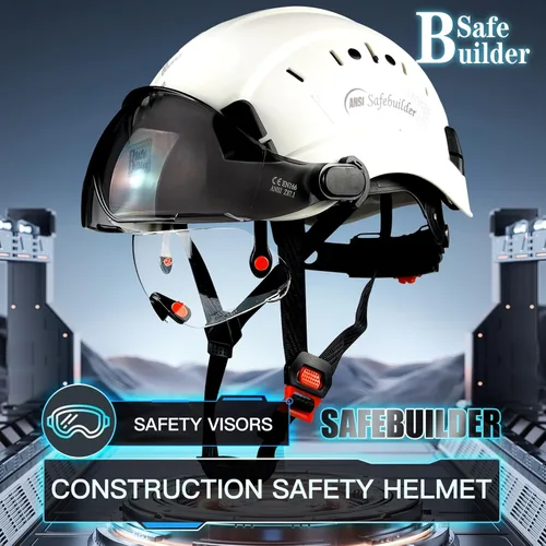 Miniatura 2 de SAFEBUILDER Casco de seguridad de construcción con visera incorporada Casco duro ABS con visera Ventilación ajustable Casco de trabajo Protección
