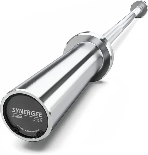 Synergee Barra olímpica de 20 libras y 25 libras, barra de peso olímpica de 2 pulgadas para entrenamiento de fuerza, sentadillas, peso muerto y