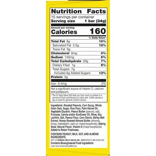 Miniatura 2 de Nature Valley Barras de granola de nueces dulces y saladas, maní, 15 barras, 18 onzas