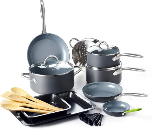 Miniatura 11 de GreenPan Lima Juego de Utensilios de Cocina de Cerámica Antiadherente Saludable Anodizada Dura de 12 Piezas Ollas y Sartenes, Libre de PFAS, Seguro