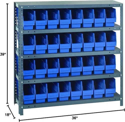 Miniatura 346 de Quantum QSBU-245BK Heavy Duty Shelving Unit with (7) Shelves and (24) QUS245 Black Bins for Garage Warehouse Storage Distribution 400 lb Load