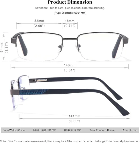Miniatura 4 de Missfive Lentes de lectura multienfoque prémium para hombre, bloqueo de luz azul, marco de metal progresivo sin bisagra de resorte rota, lentes