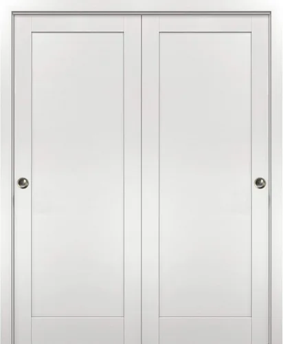 Miniatura 7 de SARTODOORS Puertas corredizas de derivación para armario de 36 x 80 pulgadas con herrajes Quadro 4111 ceniza blanca Juego de molduras de rieles