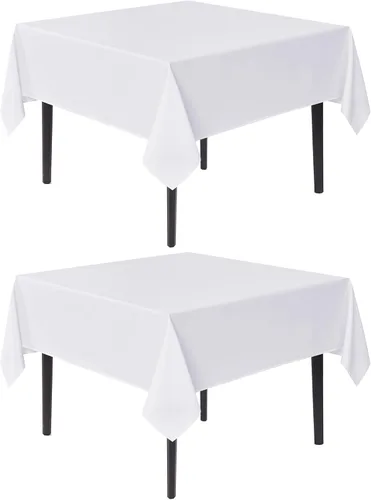 Miniatura 11 de Sancua Manteles cuadrados pequeños de 36x36 pulgadas - Mantel beige para mesas cuadradas o redondas, mantel de poliéster lavable para mesas