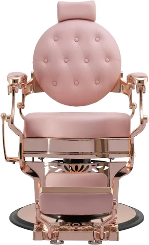 Miniatura 3 de Berkeley Truman - Silla de peluquero vintage, silla de peluquero reclinable resistente, asiento rosa, marco de oro rosa Rosado/Oro rosa