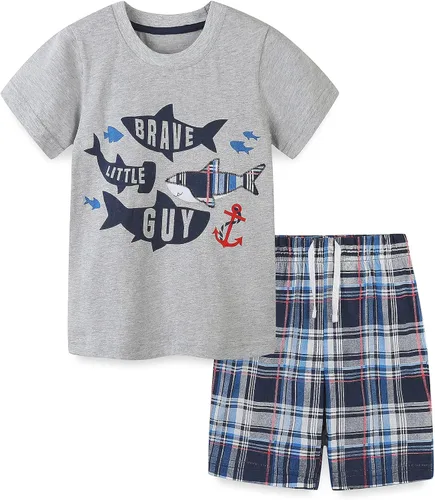 Miniatura 22 de Conjunto de camiseta de manga corta y pantalón corto de algodón para niño pequeño