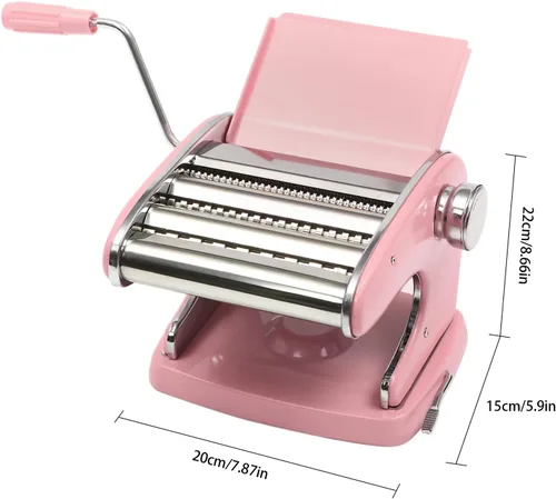 Miniatura 9 de Máquina para hacer pasta, 6 ajustes de grosor ajustables, máquina para hacer pasta, manual de acero inoxidable con rodillos y cortador, perfecta
