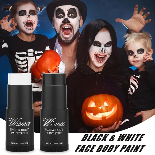 Miniatura 2 de Palo de pintura facial blanca de payaso, cobertura completa, maquillaje de cuerpo blanco para Halloween, cosplay, bromista, zombi, vampiro