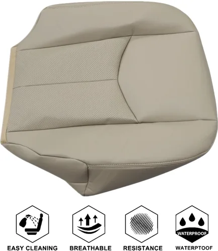 Miniatura 5 de NLQR Tan #152 - Fundas de asiento de cuero perforado de repuesto para parte inferior del lado del conductor, compatibles con Cadillac Escalade ESV