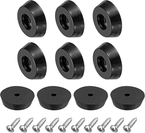 Miniatura 14 de uxcell 10 piezas topes de goma, almohadillas redondas de 0.28 pulgadas de alto x 0.51 pulgadas de ancho con arandela de acero inoxidable y tornillos