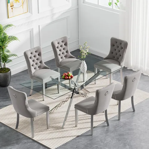 Miniatura 48 de HomVent Juego de mesa de comedor redonda de vidrio de 3 piezas, juego de mesa de comedor de vidrio templado para 2 mesas de cocina con 2 sillas