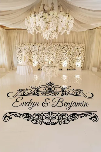 Calcomanías de monograma de piso de boda, muchos colores, decoraciones de recepción de boda, monograma, pista de baile, decoración de fiesta, nombre