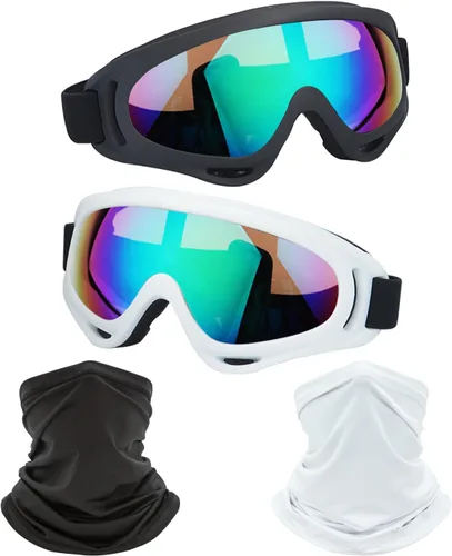 Miniatura 23 de LJDJ Gafas de motocicleta, paquete de 2 unidades, para motocross, ATV, motocross, senderismo, protección con 2 unidades de máscara bandana