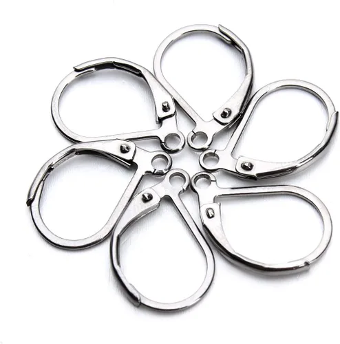 Miniatura 2 de Linsoir Beads Alambre de oreja de acero inoxidable 316 resistente de 0.433 x 0.630 in, paquete de 20 unidades Rodio