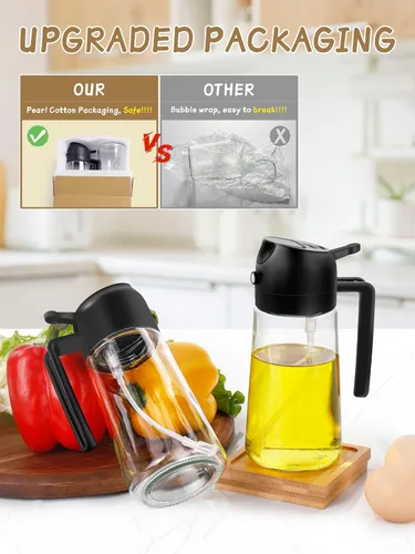 Miniatura 6 de Utensilios de cocina pulverizador de aceite para cocinar, 2 piezas, dispensador de aceite para cocina, dispensador de aceite 2 en 1 y rociador