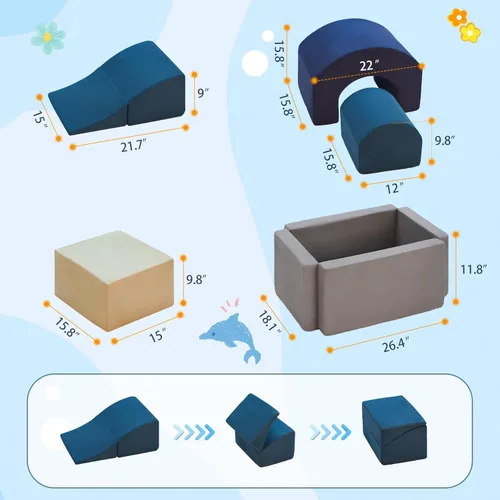 Miniatura 8 de Juguetes y bloques de escalada – Juego de escalada de espuma suave para interiores para niños pequeños, niños y bebés de 1 a 3 años – perfecto