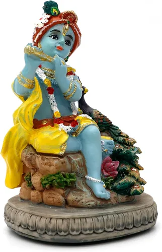 Miniatura 7 de Estatua hindú de Dios Señor Krishna – 4.3 pulgadas de alto, ídolo indio Krishna, escultura para oficina en casa, templo mandir, regalos Puja