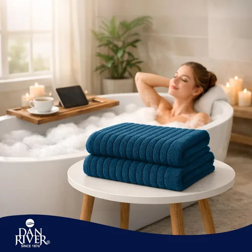 Miniatura 9 de DAN RIVER Paquete de 2 toallas de baño de 35 x 70 pulgadas, toallas grandes extra acanaladas, toallas de baño grandes, absorbentes de secado rápido