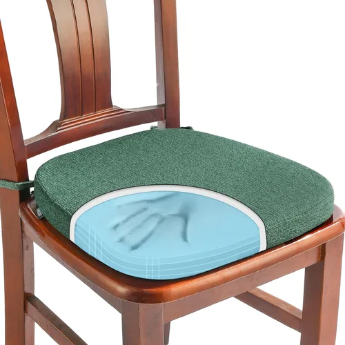 Miniatura 31 de SINOSSO Paquete de 4 cojines de espuma viscoelástica para sillas de comedor, tela tejida amigable de 16 pulgadas en forma de U, cómodas almohadillas