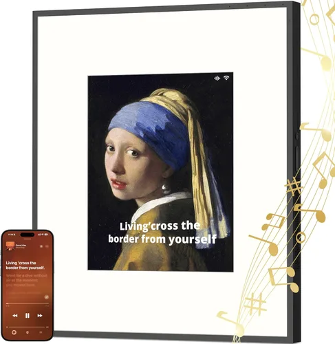 Dragon Touch Marco de música con altavoz Bluetooth y marco de fotos digital Wi-Fi, marco de arte de 6 altavoces Hi-Fi para montaje en pared o mesa,
