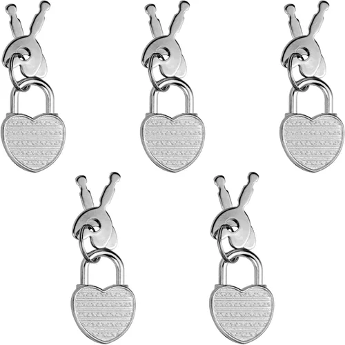Paquete de 5 candados para diario, mini cerraduras con llaves, pequeñas cerraduras de equipaje para viajes, joyas, cajas, mochila (corazón, 5)