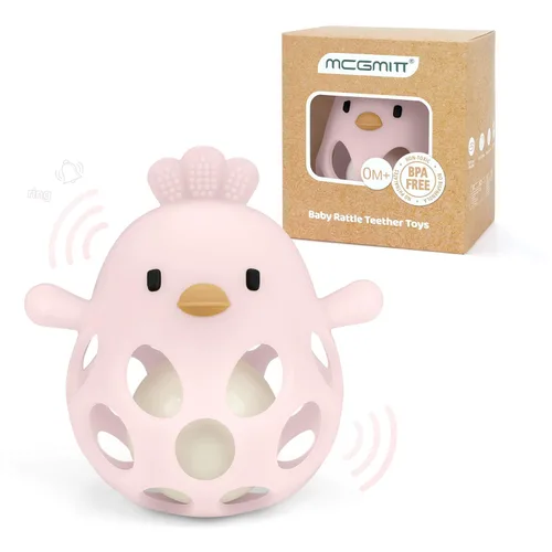 Miniatura 11 de MCGMITT Mordedores para bebés 3-6 meses, sonajas de silicona de fácil agarre para bebés 0-6 meses, juguetes Montessori para bebés sin BPA no tóxicos