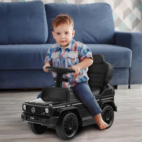 Miniatura 9 de Costzon Coche de empuje para niños pequeños, 3 en 1 Mercedes Benz Cochecito deslizante para caminar con toldo, asa, barandilla de apoyabrazos