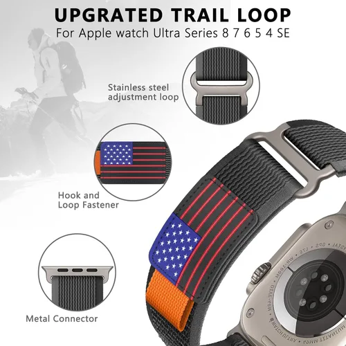 Miniatura 3 de ALMNVO - Correa unisex Trail Loop de nailon resistente para Apple Watch Ultra/2 de 1.92, 1.77, 1.73, 1.65, 1.61, 1.57, 1.49 pulgadas, para Apple