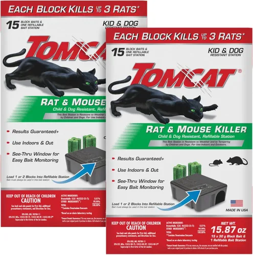 Miniatura 17 de Tomcat Rat & Mouse Killer - Estación desechable resistente para niños y perros, 1 estación de cebo prellenada lista para usar