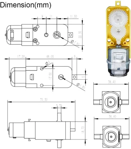 Miniatura 6 de Gebildet 8pcs DC3V-12V DC Geared Motor, para aviones Juguetes/Cuerpo robótico/Coche de juguete de tracción en las cuatro ruedas, Número de lote