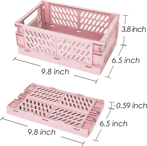 Miniatura 3 de monomono Paquete de 5 cestas de plástico para organizar, cajas plegables plegables para almacenamiento y organización, almacenamiento en el baño