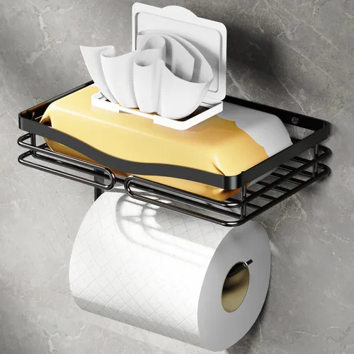 Miniatura 8 de YIGII Soporte de papel higiénico autoadhesivo – Portarrollos de papel higiénico adhesivo sin taladrar para baño, acero inoxidable cepillado Plata