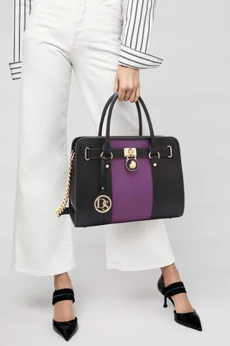 Miniatura 26 de Dasein Bolsos de mano de dos tonos para mujer, bolsos de hombro de cuero vegano, bolsa grande con cartera a juego