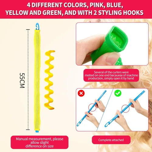 Miniatura 2 de 30 piezas de rizadores sin calor, ondas sin calor, rizos en espiral, kit de peinado con 2 piezas de ganchos de peinado para la mayoría de peinados