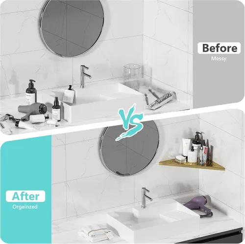 Miniatura 7 de Qeke Estante de Esquina para Baño, Estante de Ducha Empotrado de 10" Organizador, Estante de Acero Inoxidable SUS304 Montaje en Pared Triangular