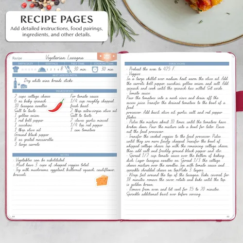 Miniatura 3 de Libro de Recetas Legend – Libro de Cocina Familiar en Blanco para Escribir Tus Propias Recetas – Diario de Cocina Vacío – Cuaderno de Cocina Rosa