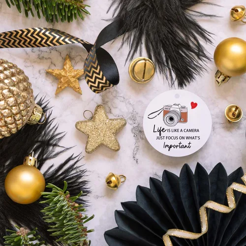 Miniatura 5 de Adornos de cámara para árbol de Navidad, decoraciones inspiradoras de Navidad motivacionales, bonitos adornos de cerámica divertidos para fotógrafos